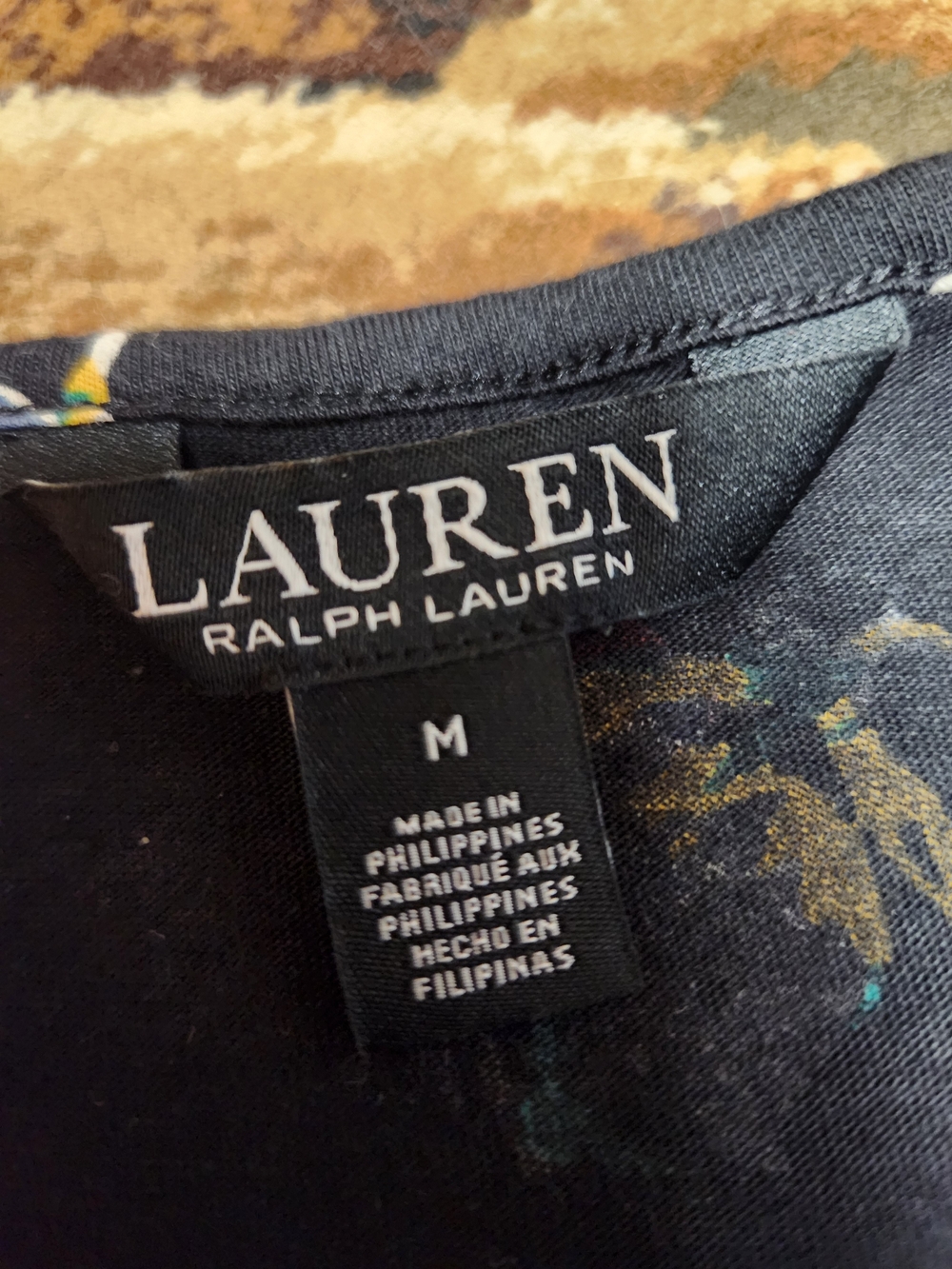 Lauren Ralph Lauren Black Floral Tee with Multicolor Blooms - Picture 3 of 11